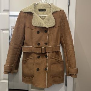 Zara Teddy Coat with suede